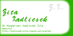 zita kadlicsek business card